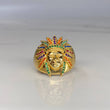 Anillo Rostro Indio  11.6gr / T10 1/4 Circones de Colores  Oro Amarillo$