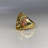 Anillo Rostro Indio  11.6gr / T10 1/4 Circones de Colores  Oro Amarillo$