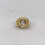 Anillo Sello Caballo  6.1gr / T10 1/4 Diamantado  Dos Oros Amarillo Blanco$