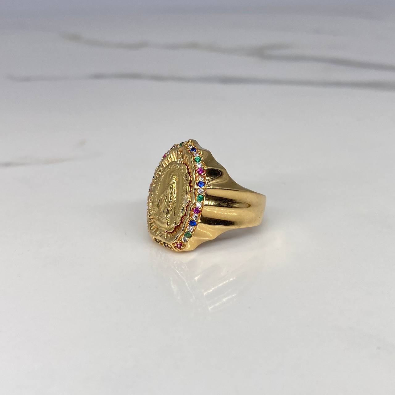 Anillo Virgen Milagrosa 7.7gr / T11 1/4 / Circones de Colores Oro Amarillo$