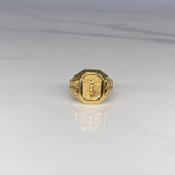 Anillo Sello Cristo 3.65gr / T8 3/4 Punteado  Oro Blanco$