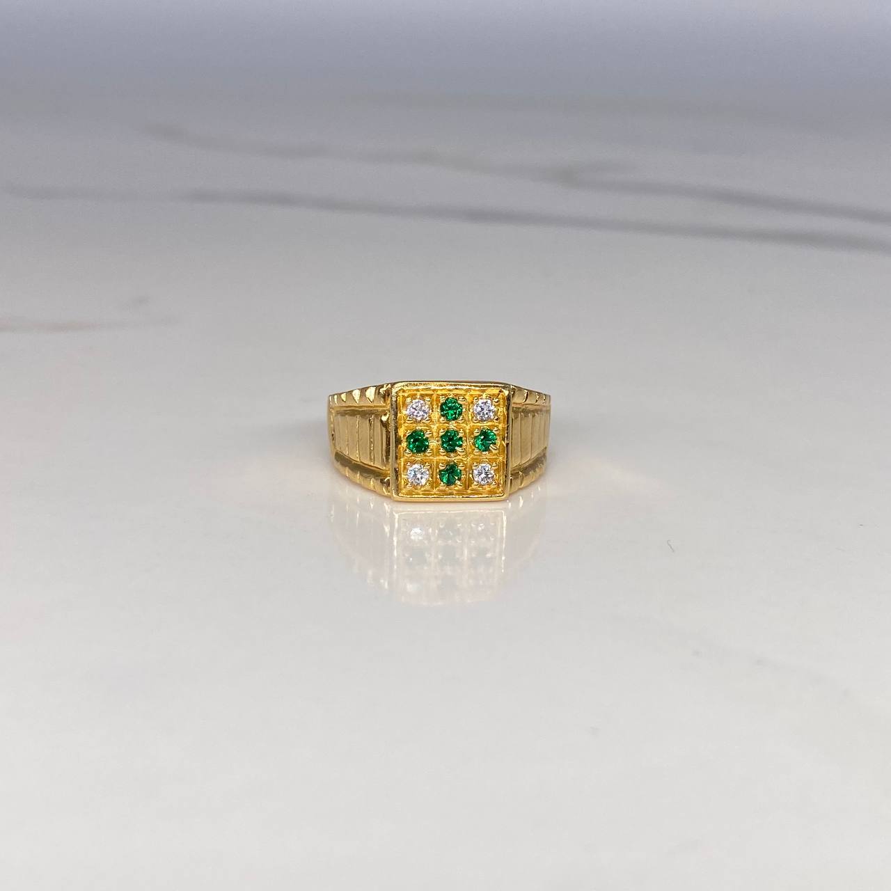 Anillo Sello Cruz 6.5gr / T10 1/4 / Circones Blancos Verdes Oro Amarillo$