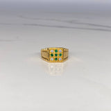 Anillo Sello Cruz 6.5gr / T10 1/4 / Circones Blancos Verdes Oro Amarillo$