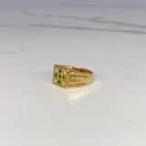 Anillo Sello Cruz 6.5gr / T10 1/4 / Circones Blancos Verdes Oro Amarillo$