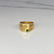 Anillo Sello Palma  3.95gr / T9 1/2 Circon Verde  Oro Amarillo$