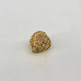 Anillo Rostro Leon  9.55gr / T9 / Circones Blancos Verdes  Oro Amarillo$