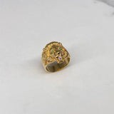 Anillo Rostro Leon  9.55gr / T9 / Circones Blancos Verdes  Oro Amarillo$