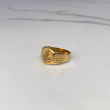 Anillo Sello Ancla  3.45gr / T12 1/4 Circones Blancos  Dos Oros Amarillo Blanco$