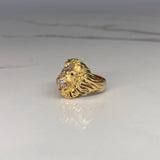 Anillo Rostro Leon  10.8gr / T10 1/2 Circones Blancos Negros   Oro Amarillo$