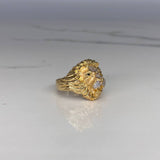 Anillo Rostro Leon  10.8gr / T10 1/2 Circones Blancos Negros   Oro Amarillo$