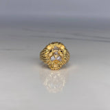 Anillo Rostro Leon  10.8gr / T10 1/2 Circones Blancos Negros   Oro Amarillo$