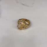 Anillo Rostro Leon  10.8gr / T10 1/2 Circones Blancos Negros   Oro Amarillo$