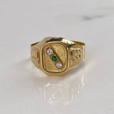 Anillo Trinity 4.05gr / T12 1/4 Circones Blancos Verdes Oro Amarillo$