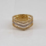 Anillo Bandas  5.55gr / T6 3/4 Circones Blancos  Oro Amarillo$