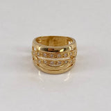 Anillo Banda Cruzada  6.2gr / T5 1/2 Circones Blancos  Oro Amarillo$