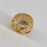 Anillo Banda Cruzada  6.2gr / T5 1/2 Circones Blancos  Oro Amarillo$