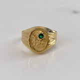 Anillo Ginete  2.8gr / T10 1/2 Circon Verde  Oro Amarillo$