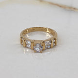 Anillo Puente  3.2gr / T6 / Solitario Circones Blancos  Oro Amarillo$