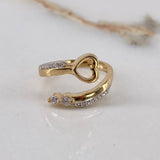 Anillo Corazon Cruzado  2.55gr / T6 1/4 / Circones Blancos  Oro Amarillo$