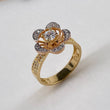 Anillo Flor Articulada  4.35gr / T6 3/4 / Solitario Circones Blancos  Dos Oros Amarillo Rosa$