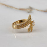 Anillo Laurel Cruzado  4.2gr / T6 3/4 / Circones Blancos  Oro Amarillo$