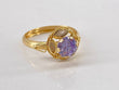 Anillo Flor de Loto  1.9gr / T6 3/4 / Solitario Circones Blancos Morado Oro Amarillo$