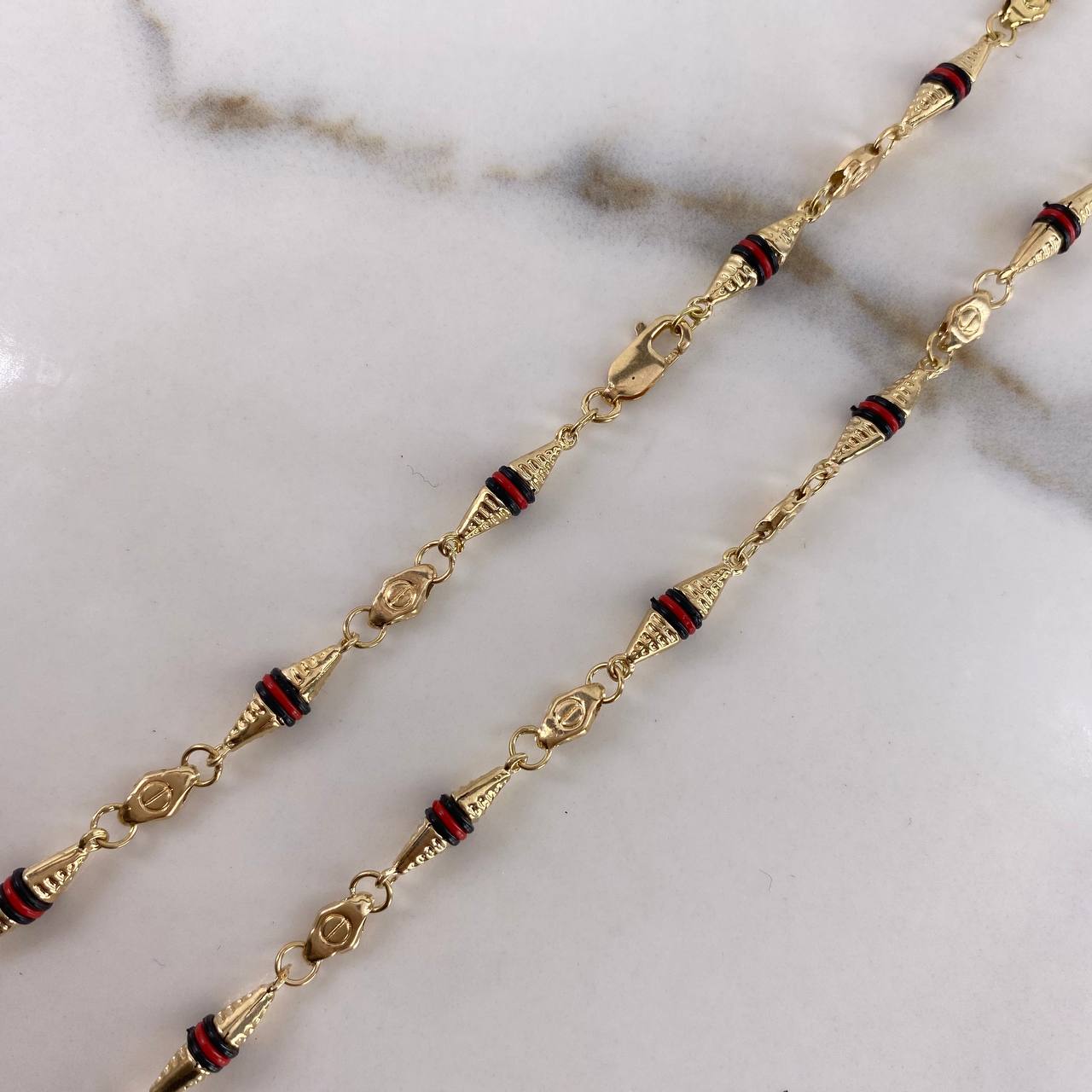 Cadena Dubai 11.5gr / 60cm / 4mm Cauchos  Oro Amarillo$