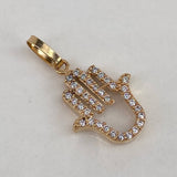 Dije Mano Hamsa 0.85gr / 2cm / Circones Blancos  Oro Amarillo$