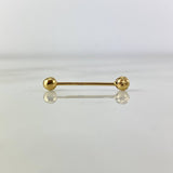 Piercing Oreja Lineal 0.8gr / 2cm / 4.5mm Bolas Lisas Diamantadas Oro Amarillo (Joya)