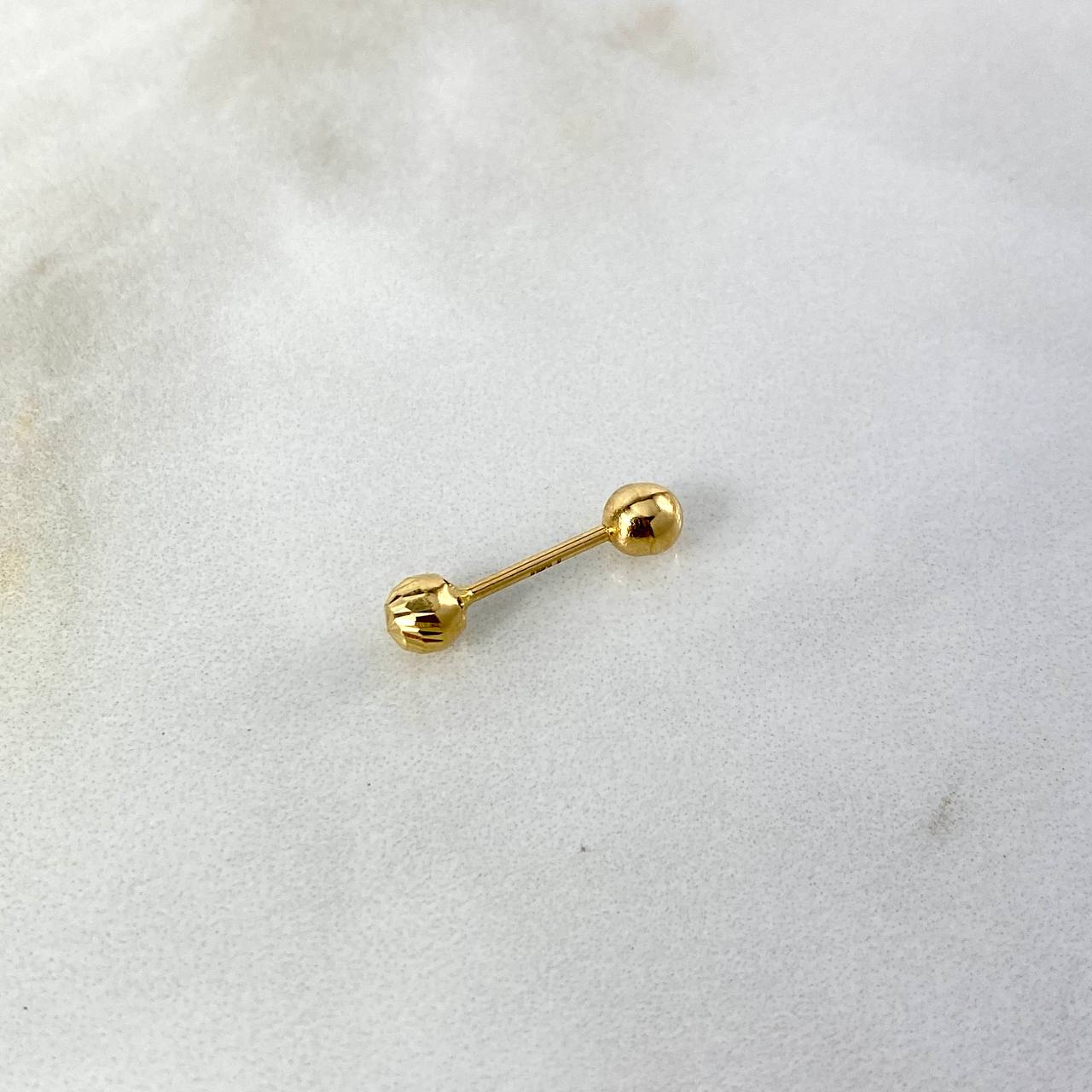 Piercing Ombligo Lineal 0.7gr / 1cm / 4.5mm Bolas Lisas Diamantadas Oro Amarillo (Joya)