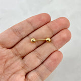 Piercing Ombligo Lineal 0.7gr / 1cm / 4.5mm Bolas Lisas Diamantadas Oro Amarillo (Joya)