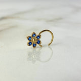 Piercing Aro Flor Simulador 0.95gr / 1cm / Circones Azules Oro Amarillo (Joya)