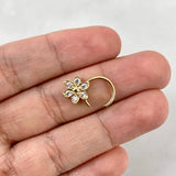 Piercing Aro Flor Simulador 0.95gr / 1cm / Circones Blancos Oro Amarillo (Joya)