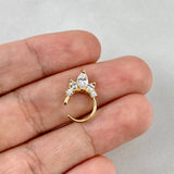 Piercing Aro Tiara Simulador 0.8gr / 1cm / Circones Blancos Oro Amarillo (Joya)