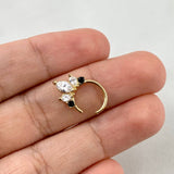 Piercing Aro Tiara Simulador 0.8gr / 1cm / Circones Negros Blancos Oro Amarillo (Joya)