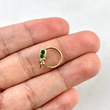 Piercing Aro Ala 0.7gr / 1cm / Circones Verdes Oro Amarillo (Joya)