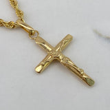 Dije Cruz Cristo 1,1gr / 3,5cm / Liso Oro Amarillo$