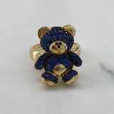 Anillo Oso  8.2gr / T7 1/4 / Cirocnes Azules Negros  Oro Amarillo$