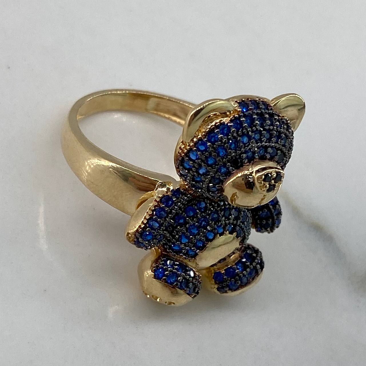 Anillo Oso  8.2gr / T7 1/4 / Cirocnes Azules Negros  Oro Amarillo$