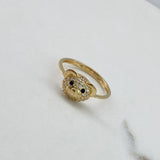 Anillo Rostro Oso  1.9gr / T6 1/2 / Circones Blancos Negros  Oro Amarillo$