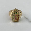 Anillo Virgen Guadalupe  6.7gr / T8 / Circones Blancos Verdes Fucsia   Oro Amarillo$