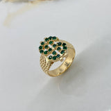 Anillo Signo Dollar 12.95gr / T10 1/2 / 76 Pts Esmeralda  Oro Amarillo (Joya)$