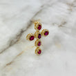 Dije Cruz Tupida 6.15gr / 3.8cm Rubies 2.55Qts Diamantes 44pts Oro Amarillo (Joya)