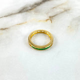 Anillo Cintillo Bague Churumbela 3.65gr / T7 3/4 / 25pts Esmeraldas Oro Amarillo (Joya) ©