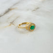 Anillo Halo Ovalado 3.1gr / T7 / 52pts Diamantes 40pts Esmeralda Oro Amarillo (Joya) ©