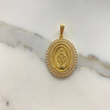 Dije Virgen Milagrosa 6.75gr / 4cm / Circones Blancos Oro Amarillo $