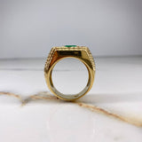 Anillo Greca Egipcia 18gr / T10 / 3.15 Ct Emeralda 19 Pts Diamante   Oro Amarillo (Joya) $