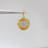 Dije Medallon Corazon  2.40gr / 2.5cm / Diamantado Circones Blancos  Oro Amarillo &