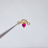 Herraje Corazon Almeja  0.5gr / 1cm-Circon Fucsia  Oro Amarillo &