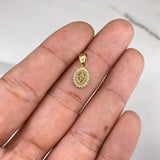 Dije Virgen Milagrosa 0.55gr / 1.5cm / Macizo Aureola Circones Blancos  Oro Amarillo &